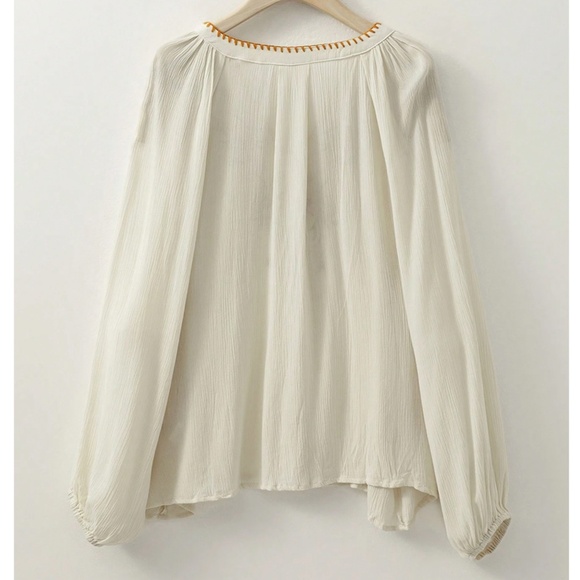 Boho Floral Embroidered Button Down Oversized Blouse - Picture 6 of 8